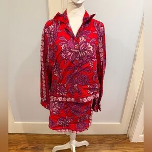 Alice Blue Purple and Red Floral Short Set